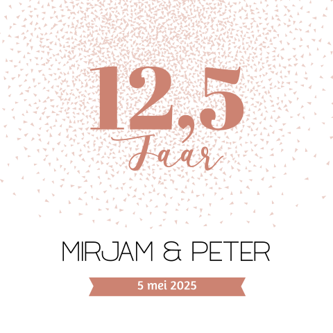 Jubileumkaart voor 12,5 jaar met confetti